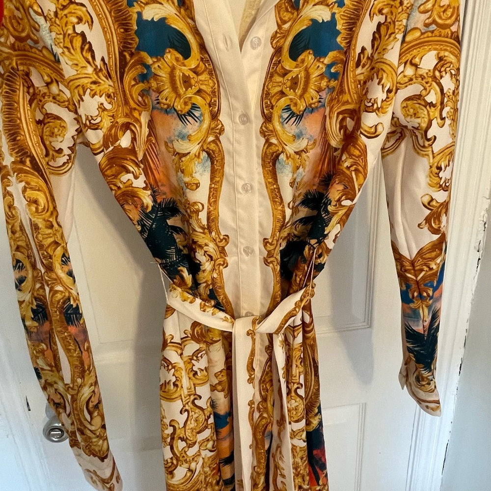 Elegant Baroque Print Dress